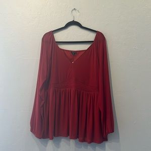 Plus size Torrid red mesh babydoll blouse